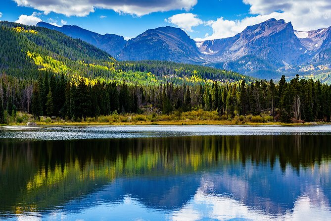 Majestic view of snowy peaks in the North American Rocky Mountains.